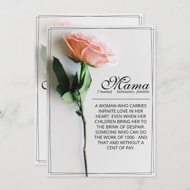 Mom – Simply Irreplaceable | Classic Card - Rose M (Front/Back)