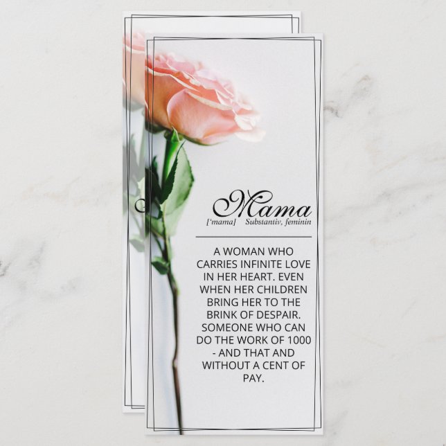 Mom – Simply Irreplaceable | Classic Card - Rose M (Front/Back)