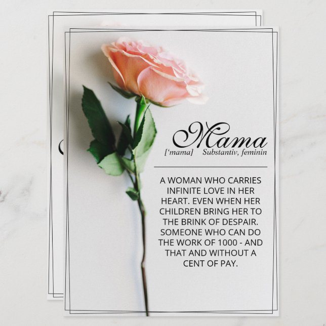 Mom – Simply Irreplaceable | Classic Card - Rose M (Front/Back)