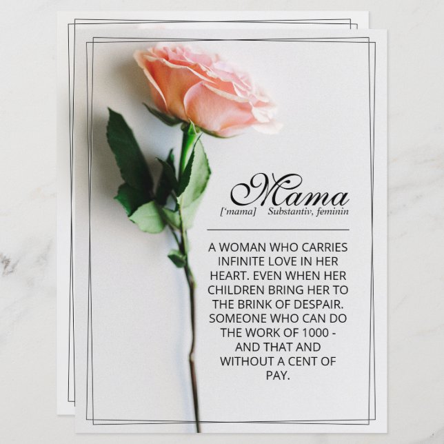 Mom – Simply Irreplaceable | Classic Card - Rose M (Front/Back)