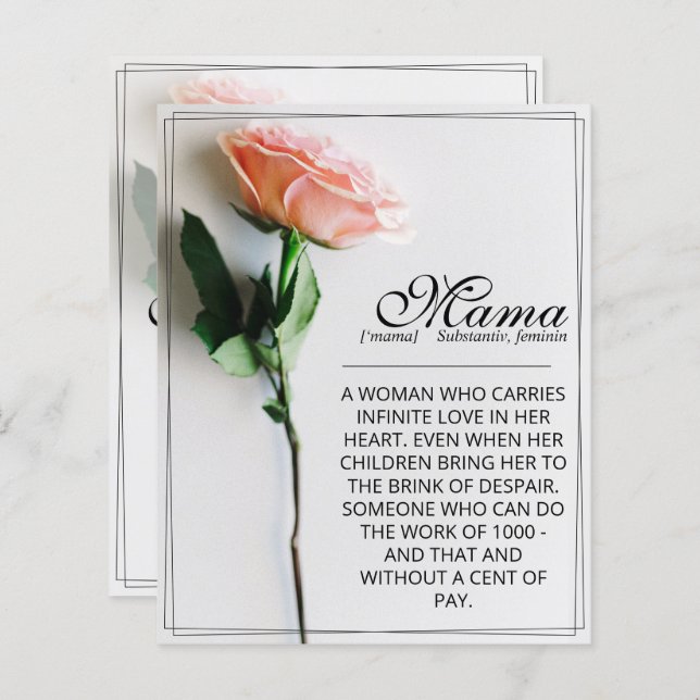 Mom – Simply Irreplaceable | Classic Card - Rose M (Front/Back)