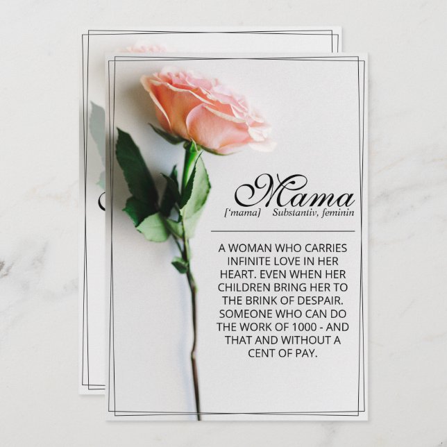 Mom – Simply Irreplaceable | Classic Card - Rose M (Front/Back)