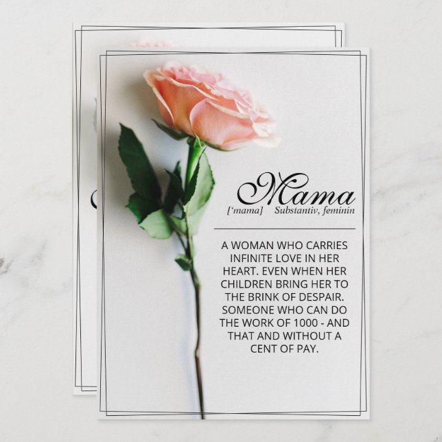 Mom – Simply Irreplaceable | Classic Card - Rose M (Front/Back)
