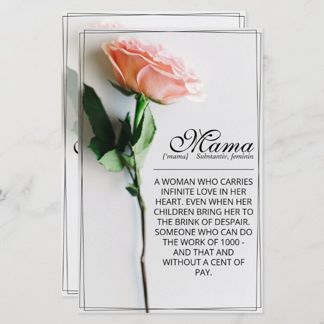 Mom – Simply Irreplaceable | Classic Card - Rose M (Front/Back)