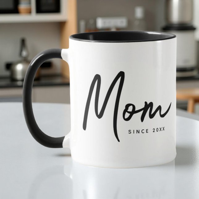 Mom Since 20XX Modern Simple Chic Mug (Creator Uploaded)