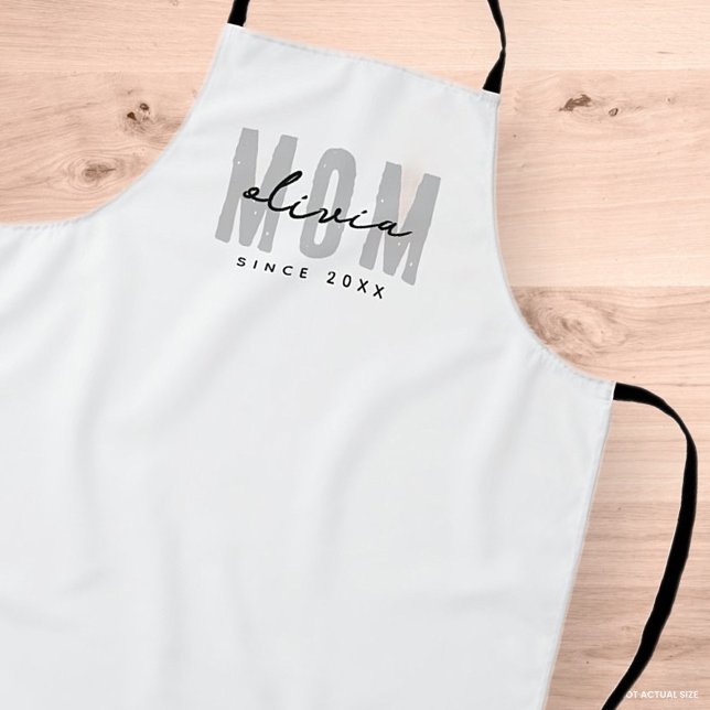 Mom Since 20XX Modern Simple Preppy Apron (Creator Uploaded)