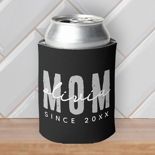 Mom Since 20XX Modern Simple Preppy Can Cooler