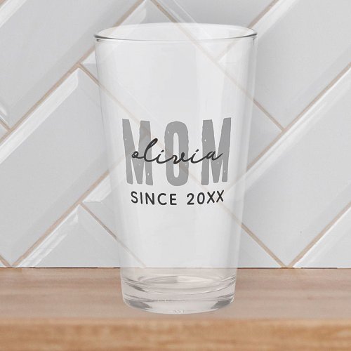 Mom Since 20XX Modern Simple Preppy Glass