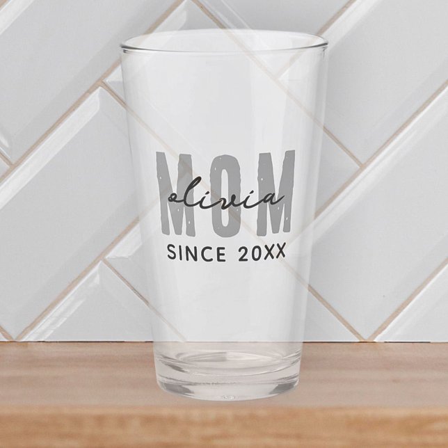 Mom Since 20XX Modern Simple Preppy Glass (Creator Uploaded)