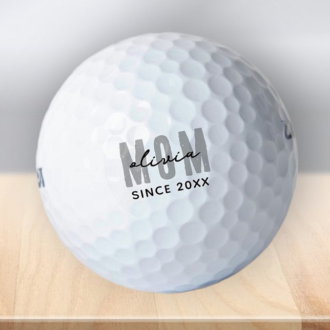 Mom Since 20XX Modern Simple Preppy Golf Balls (Creator Uploaded)