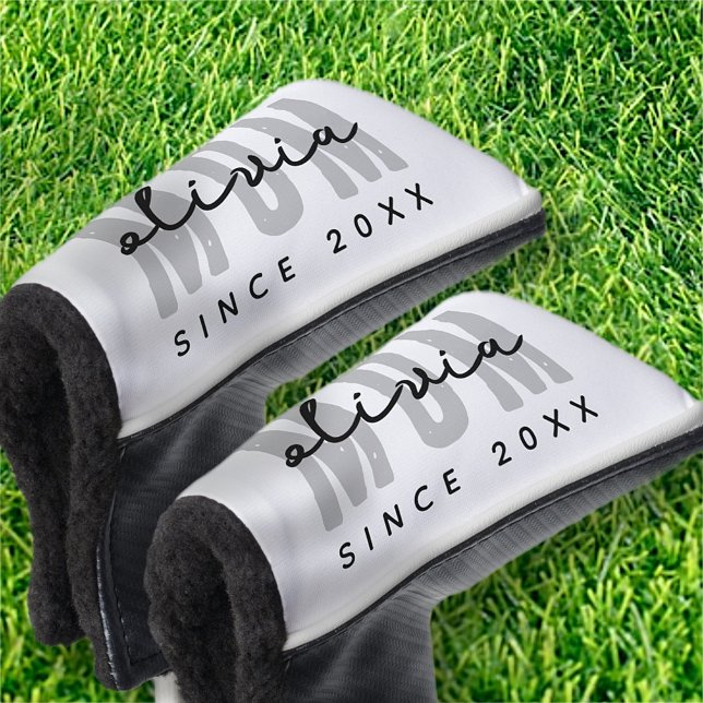 Mom Since 20XX Modern Simple Preppy Golf Head Cover (Creator Uploaded)