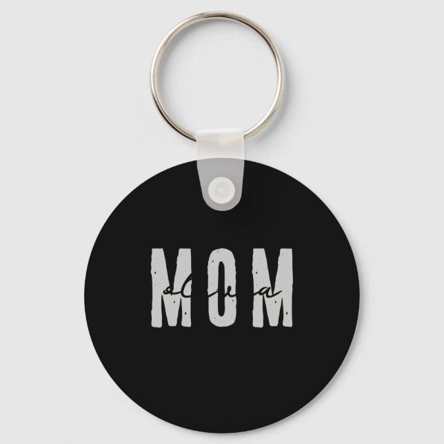 Mom Since 20xx Modern Simple Preppy  Keychain (Front)
