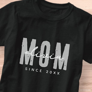 Mom Since 20XX Modern Simple Preppy T-Shirt