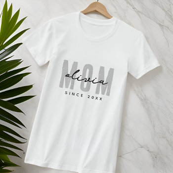 Mom Since 20xx Modern Simple Preppy T-shirt by SelectPartySupplies at Zazzle