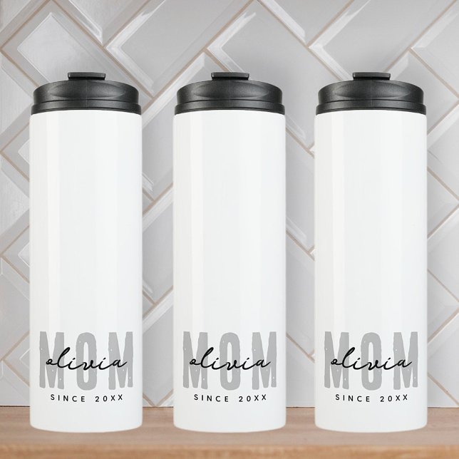 Mom Since 20XX Modern Simple Preppy Thermal Tumbler (Creator Uploaded)