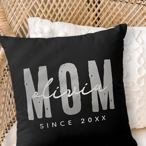 Mom Since 20XX Modern Simple Preppy Throw Pillow