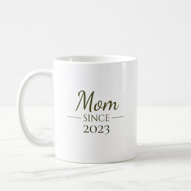 Mom Since Personalized Year Handwritten Minimal Coffee Mug (Left)
