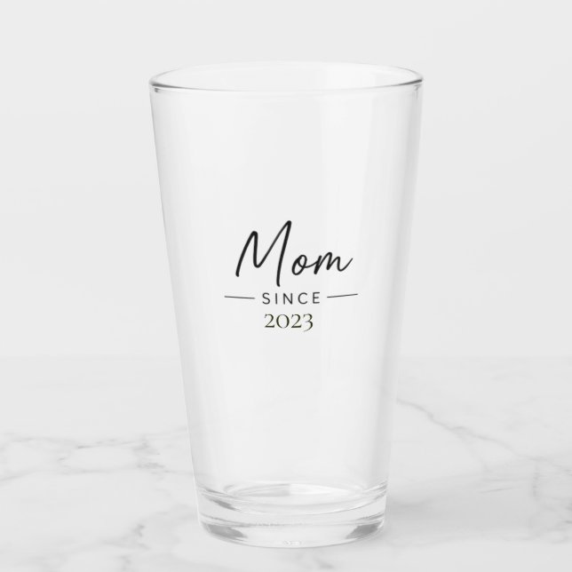 Mom Since Personalized Year Handwritten Minimal Glass (Front)
