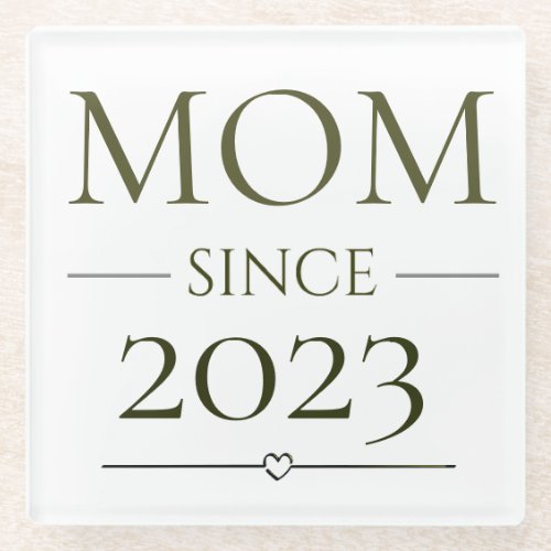 Mom Since Personalized Year Minimal Motherhood Glass Coaster