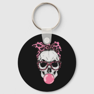 Mom Skull Bubblegum Lazy Halloween Costume Leopard Keychain