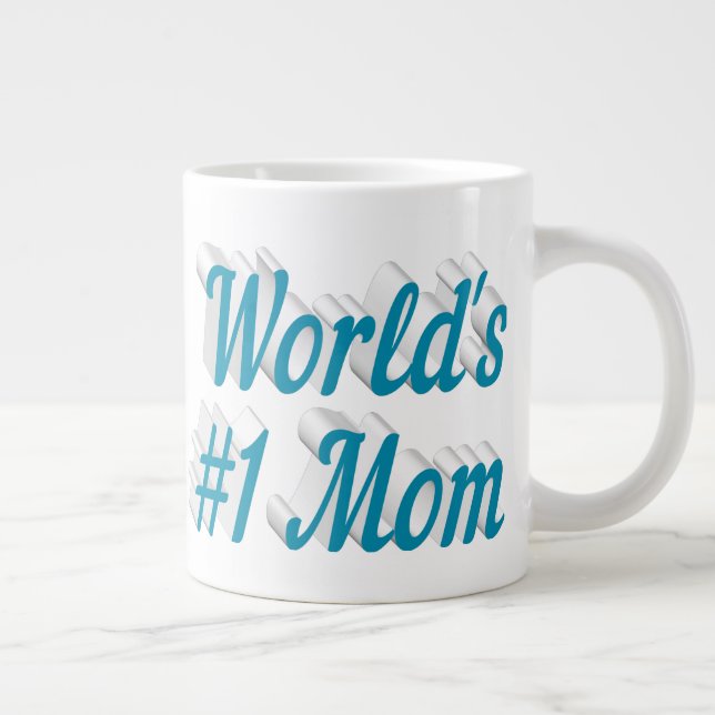 Mom sky blue half text giant coffee mug (Right)