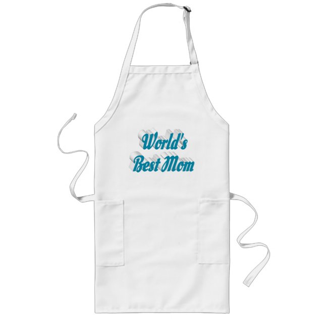 Mom Sky blue typography Mothers Day Long Apron (Front)