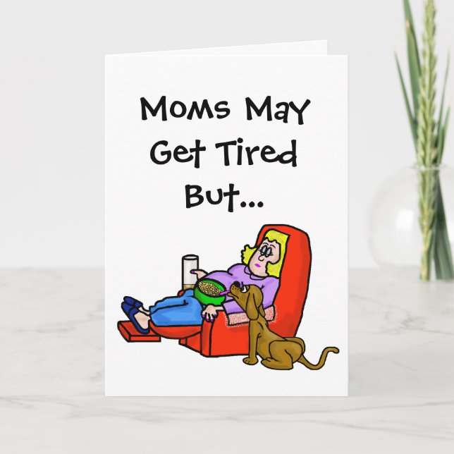 Mom Sleeping Dog Stealing Snacks Greeting Card (Front)