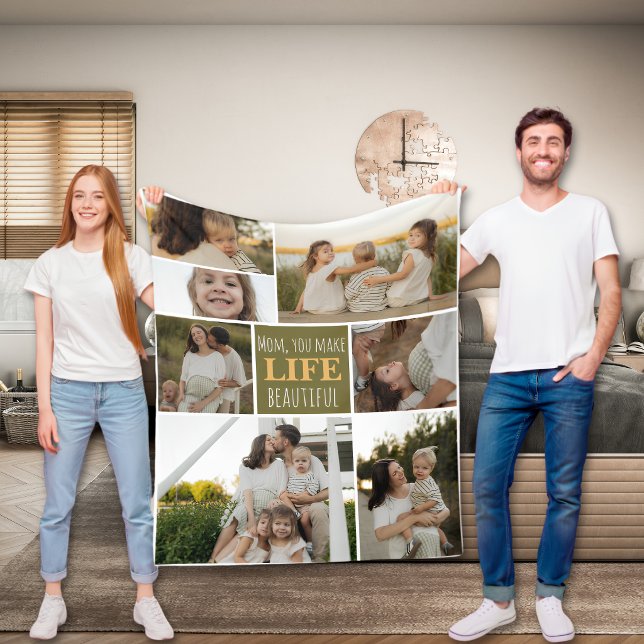 Mom Soft Cozy Photo Sleeping Fleece Blanket (Mom Soft Cozy Photo Sleeping Fleece Blanket Personalized)