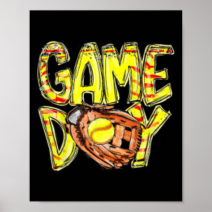 Mom Softball Game Day Vibes Mothers Day Softball G Poster