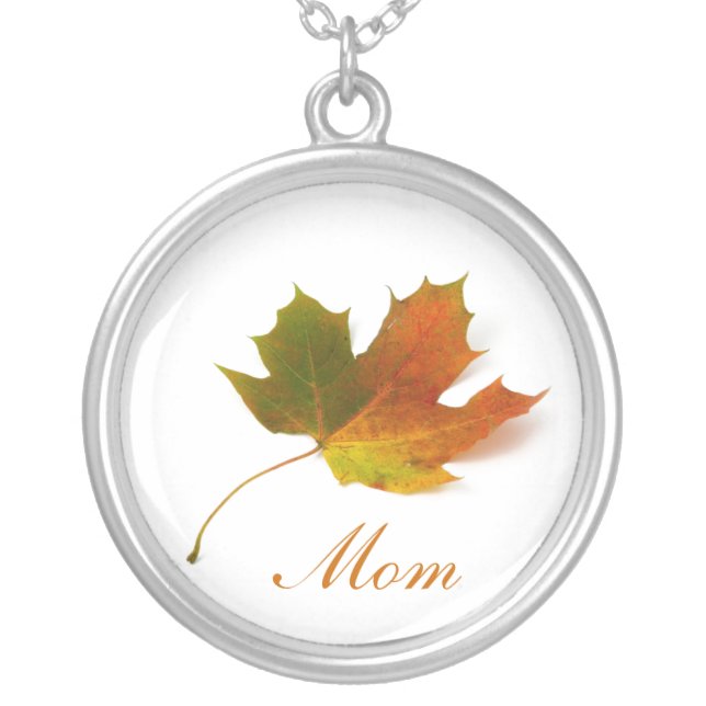 Mom, Solitary Maple Leaf Necklace (Front)