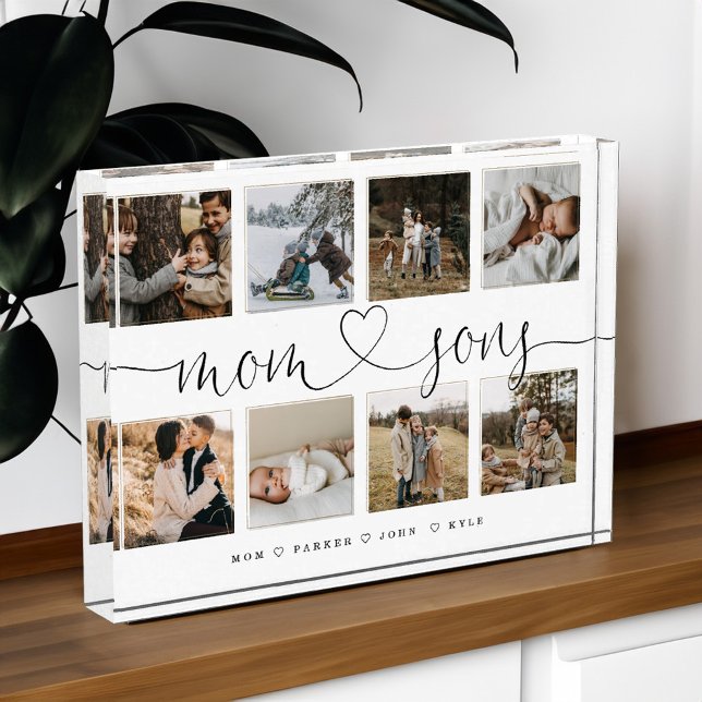 Mom & Sons Heart Script | Photo Grid Collage Block (Mom & Sons Heart Script | Photo Grid Collage)