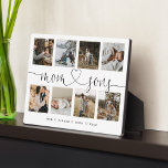 Mom & Sons Heart Script | Photo Grid Collage Plaque<br><div class="desc">A special and memorable photo collage gift for mom and sons The design features an eight-photo collage layout to display eight of your own special mom and son photos. "Mom Sons" is designed in a stylish black script and heart design calligraphy and customized with the mom and son's name. A...</div>