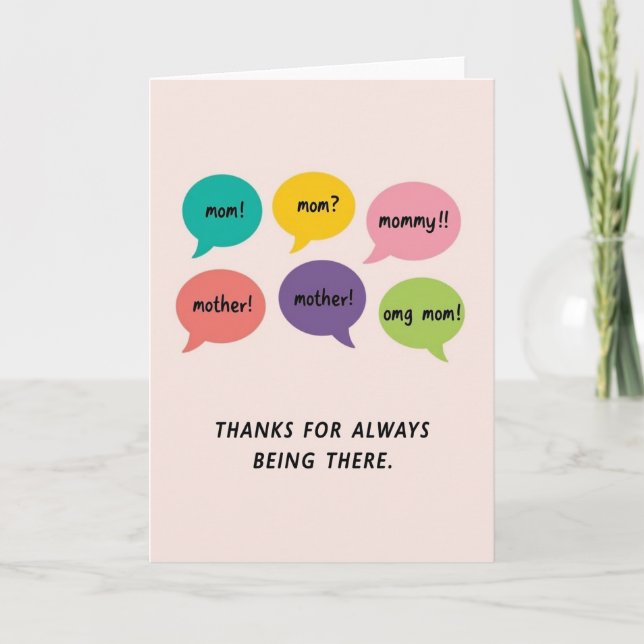 Mom Speech Bubbles Thanks Card (Front)