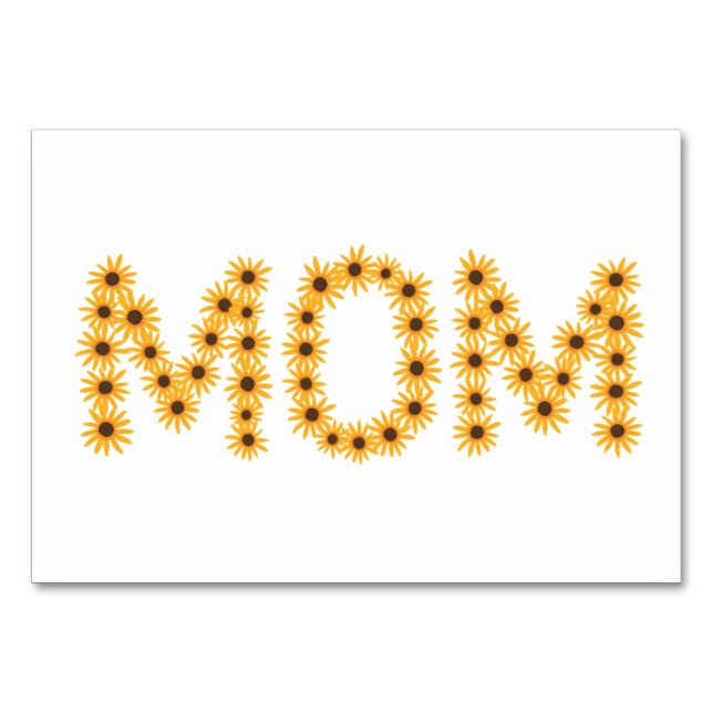 MOM spelled with sunflowers, reading flashcards Table Number (Front)