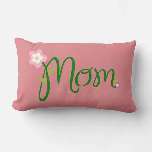 Mom Strawberry Pink Lumbar Pillow (Front)