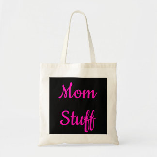Mom Stuff Tote Bag - Black & Hot Pink