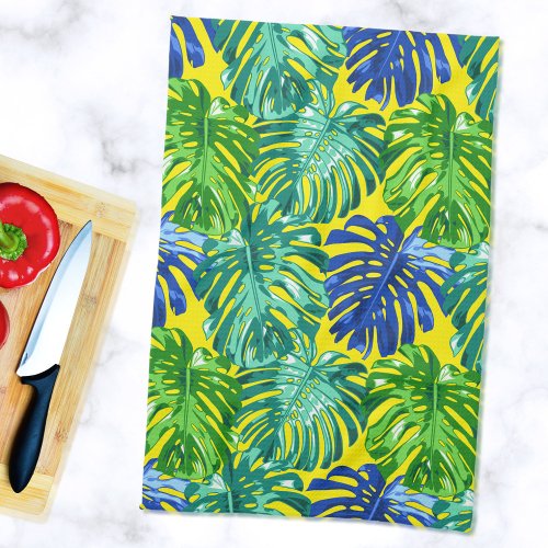 Mom Summer Tropical Leaves Green Yellow Kitchen Towel