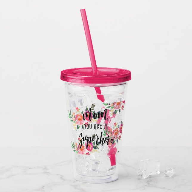 Mom superhero mothers day acrylic tumbler (Front Ice)