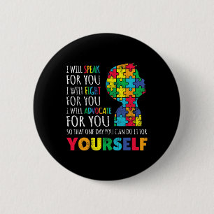 Mom Support Autism Awareness Autistic Boy Son Puzz Button