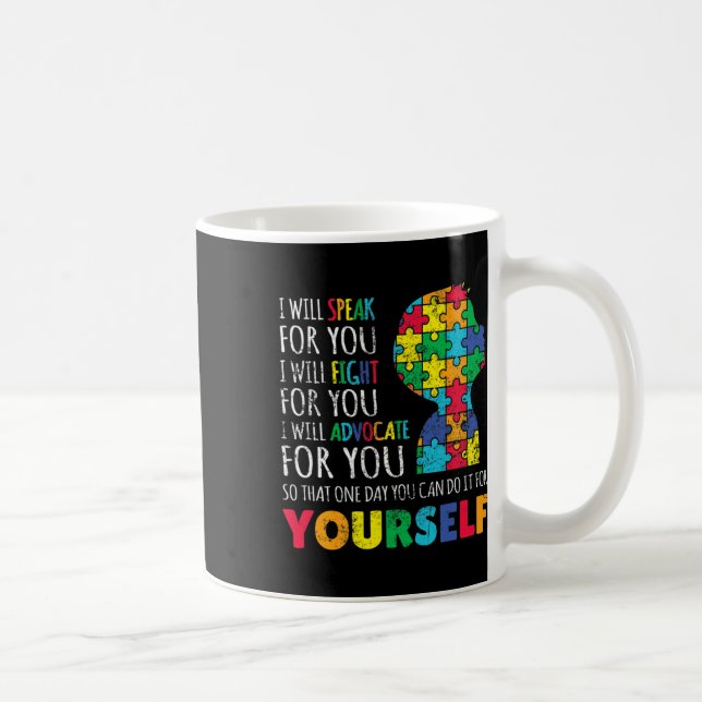 Mom Support Autism Awareness Autistic Boy Son Puzz Coffee Mug (Right)
