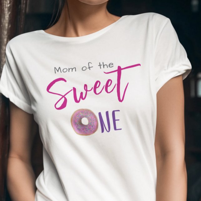Mom Sweet One Donut Pink Girl 1st Birthday Party  T-Shirt (Creator Uploaded)