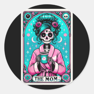 Mom Tarot Card Skeleton Mothers Day Witch Mom Skul Classic Round Sticker