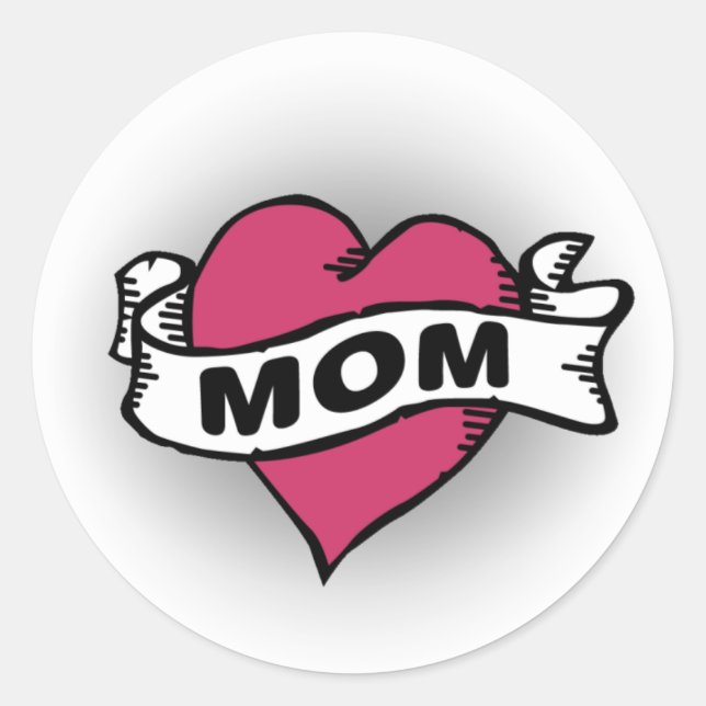 Mom Tattoo Classic Round Sticker (Front)