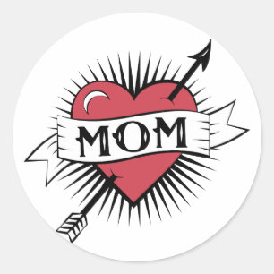 Mom Tattoo Classic Round Sticker
