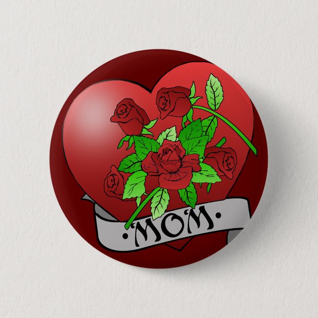 Mom Tattoo Gifts and T-shirts Button (Front)