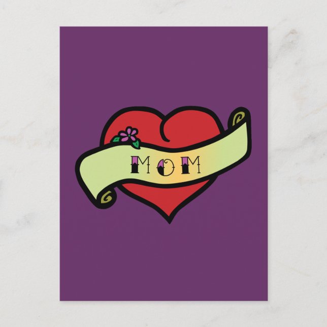 Mom Tattoo Heart Postcard (Front)