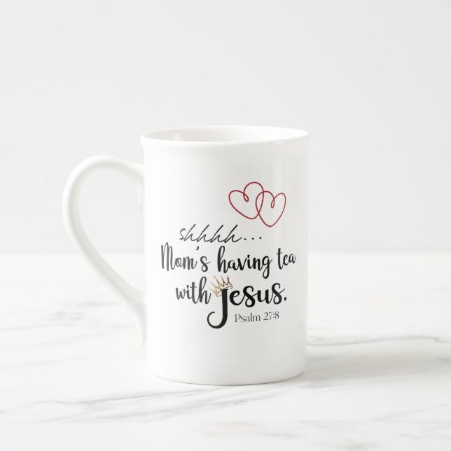 MOM TEA WITH JESUS Christian Quiet Time Bone China Mug (Left)
