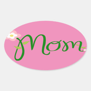 mom-text-flower-font-mother oval sticker