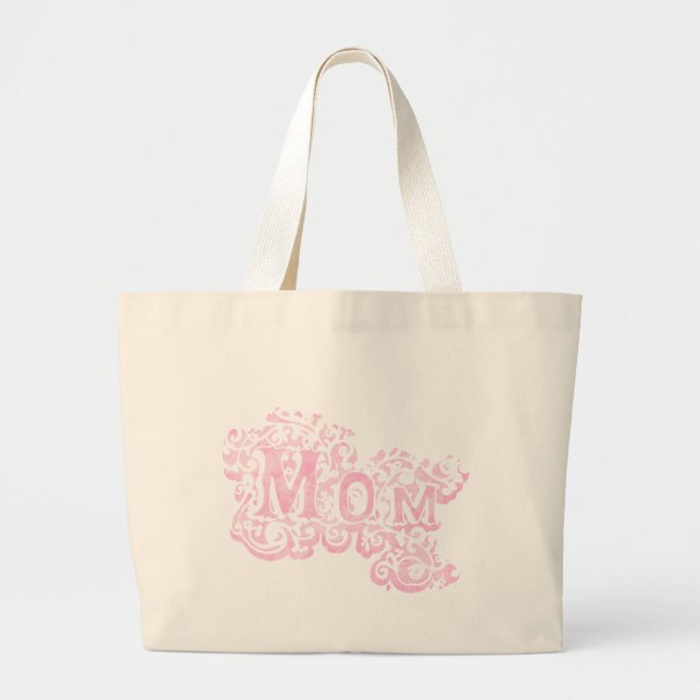 Mom text light pink graphic tote bag (Front)