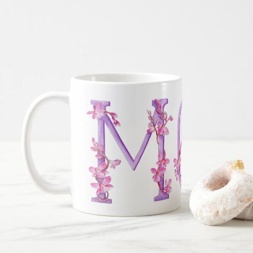 Mom text orchid art painting mug